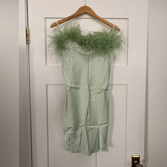 Sleeper Dresses | Sleeper Boheme Mini Slip Dress with Feathers in Mint Green Size S Small | Color: Green | Size: S | Astylistsells's Closet